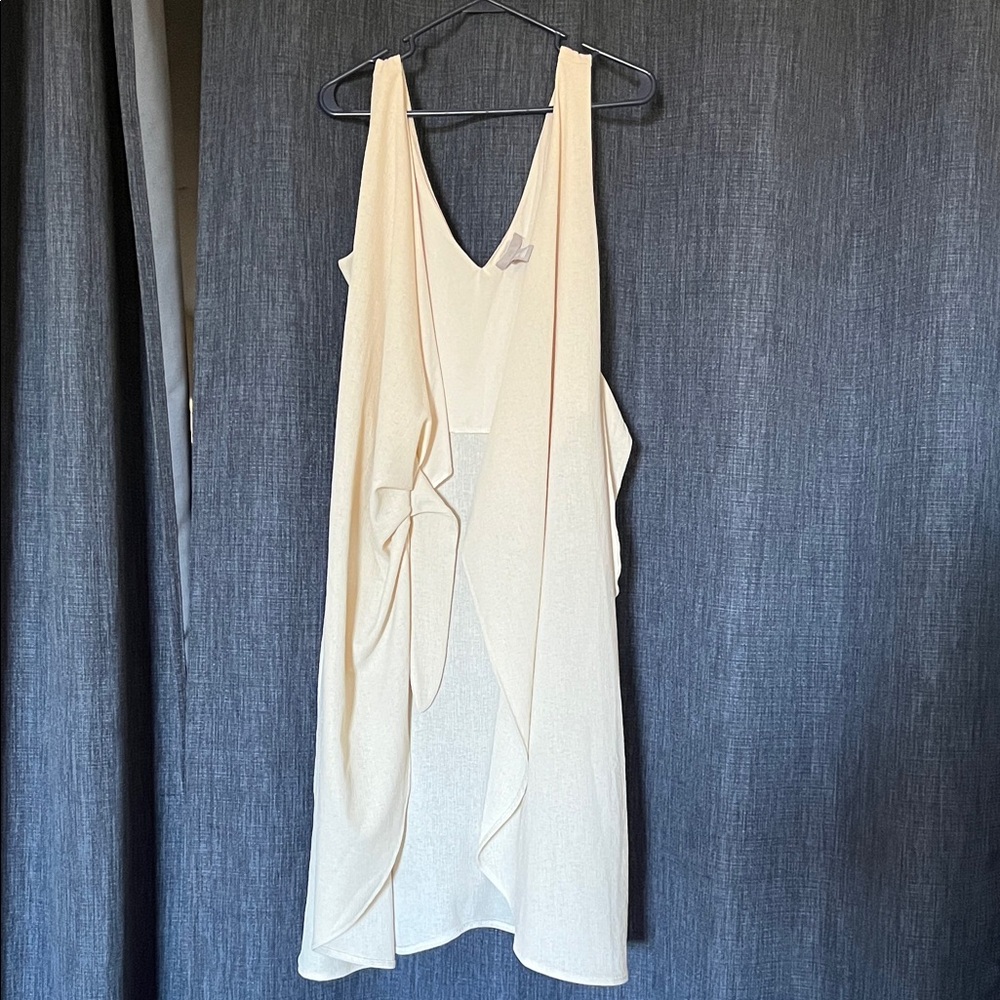 Womens Large H&M Cream True Wrap Dress asymmetrical